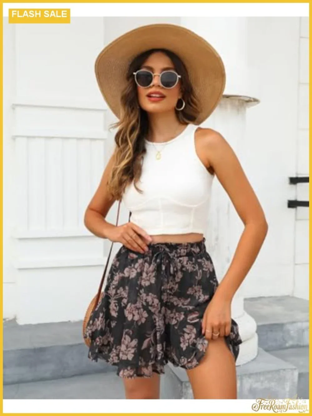 Chiffon Flowy Skorts for Women Ruffle High Rise Running Shorts